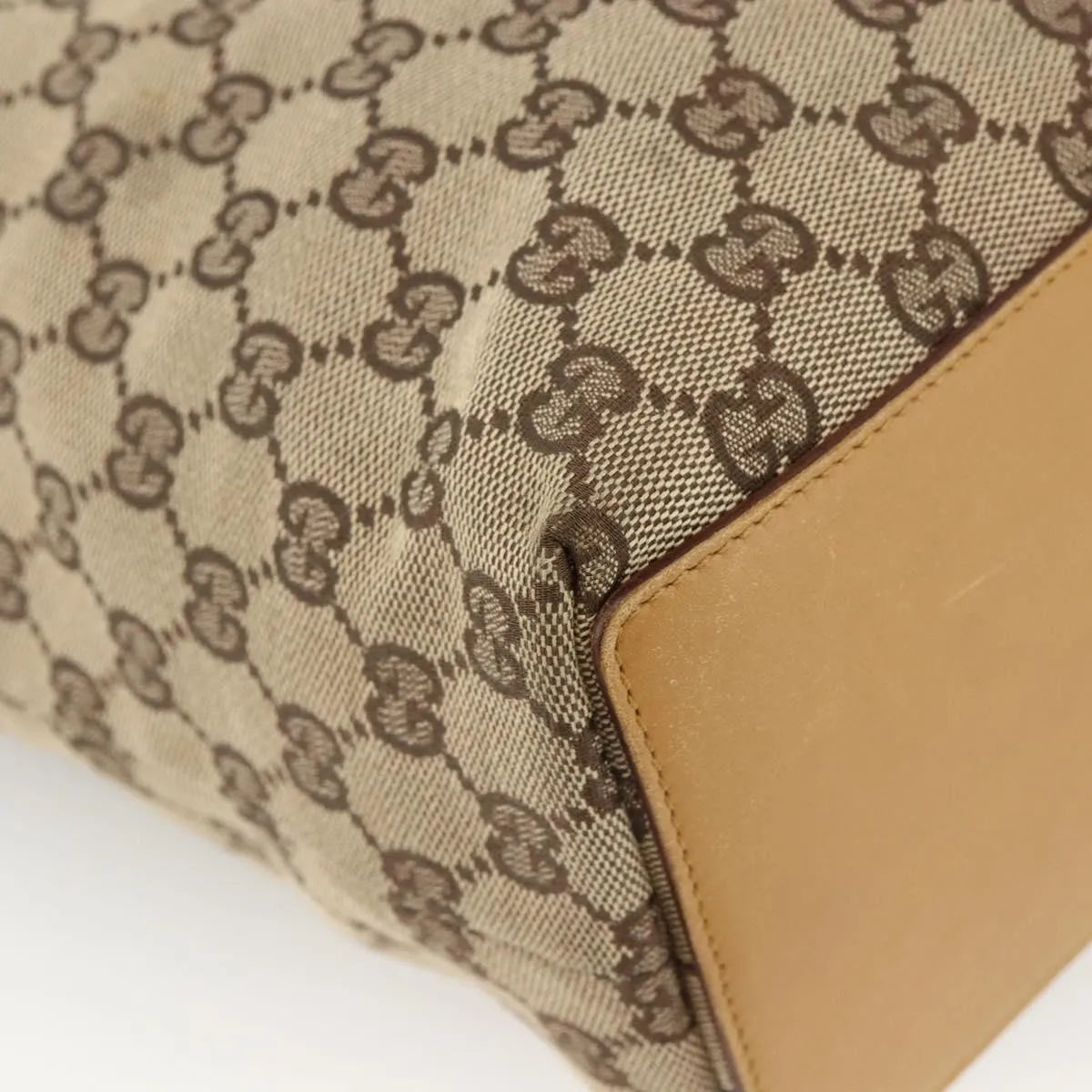 Gucci Vintage Bucket Shopping Tote Gg Canvas Beige Canvas Tote Bag Bag (Pre-Owned)