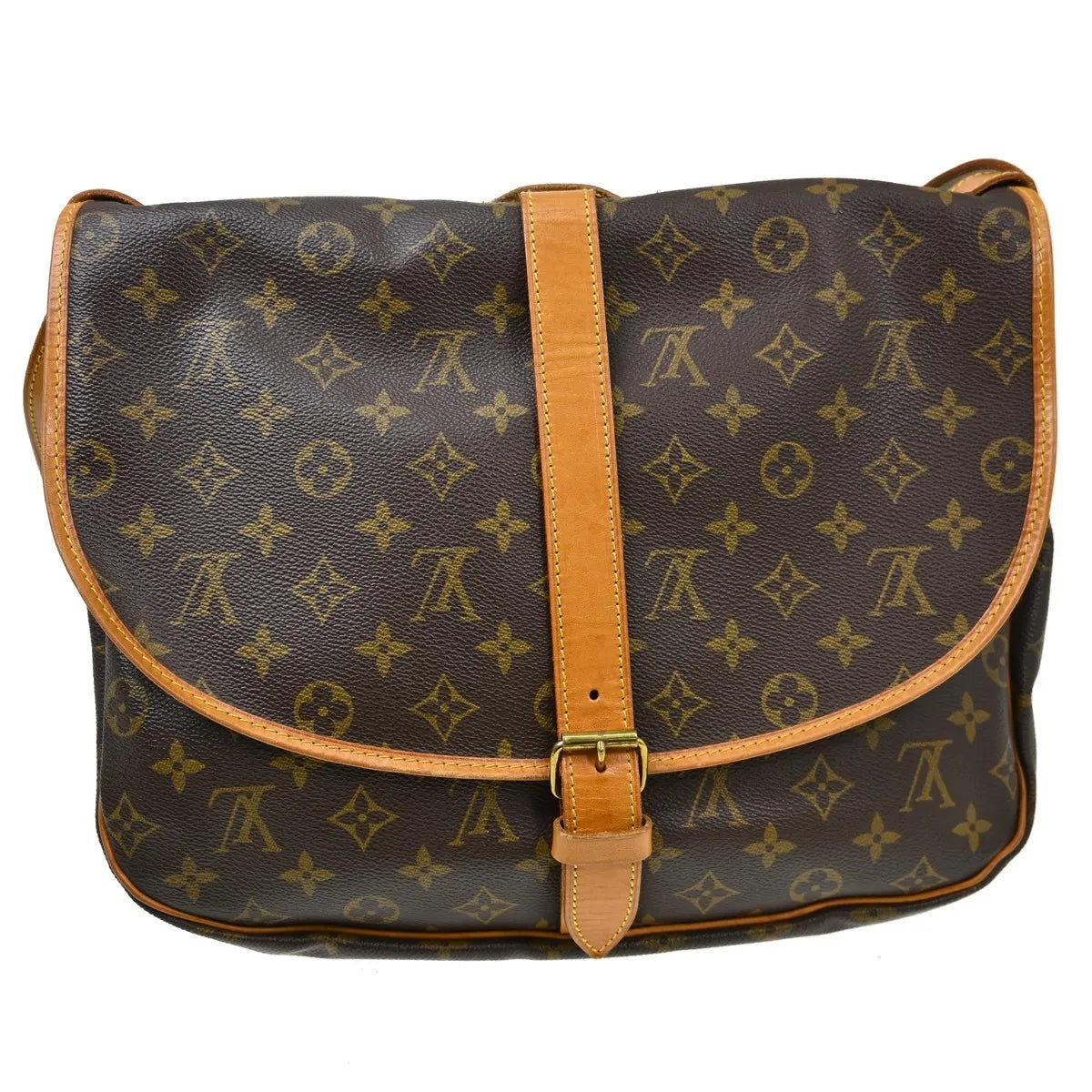 Louis Vuitton Saumur Handbag Monogram Canvas Brown Canvas Shoulder Bag Bag (Pre-Owned)