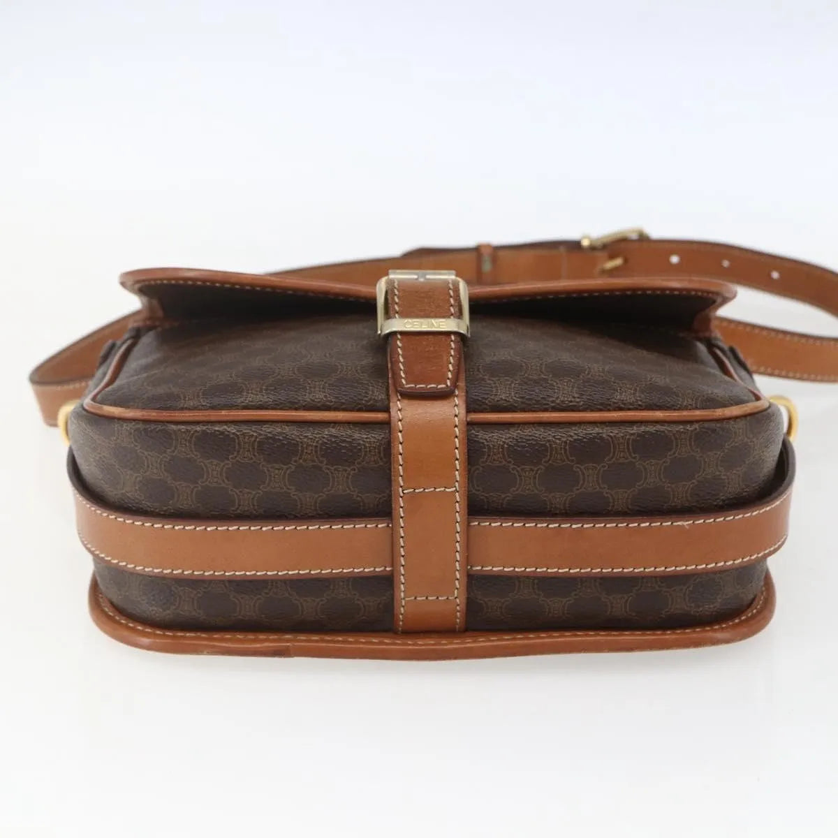Celine Vintage Macadam Canvas And Leather Brown Canvas Shoulder Bag Bag (Pre-Owned)