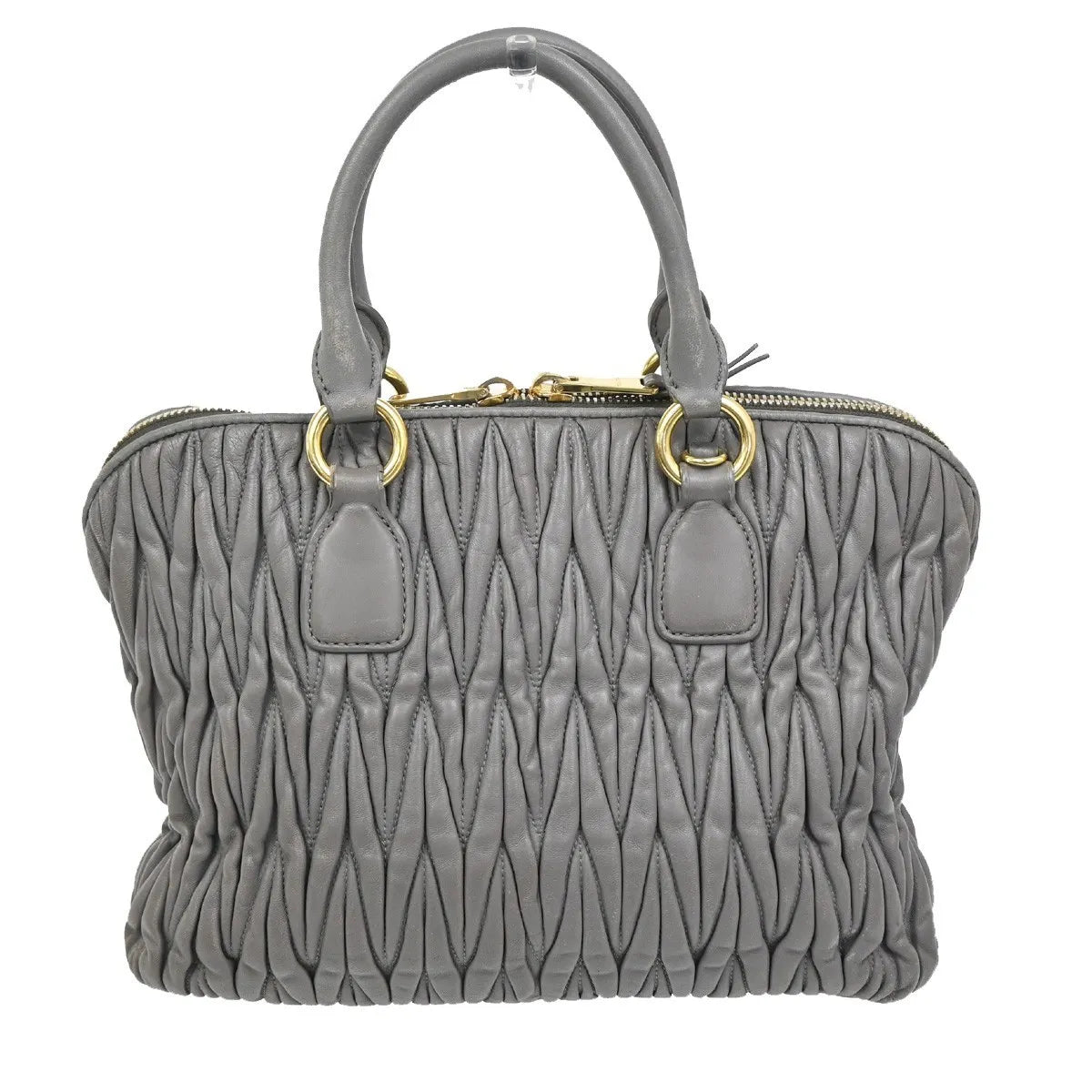Miu Miu Madras Bowler Matelasse Leather Purple Leather Handbag (Pre-Owned)