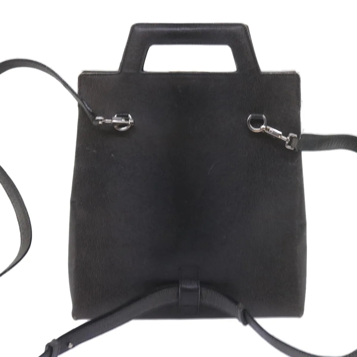 Salvatore Ferragamo Gancini Leather Gray Leather Handbag (Pre-Owned)