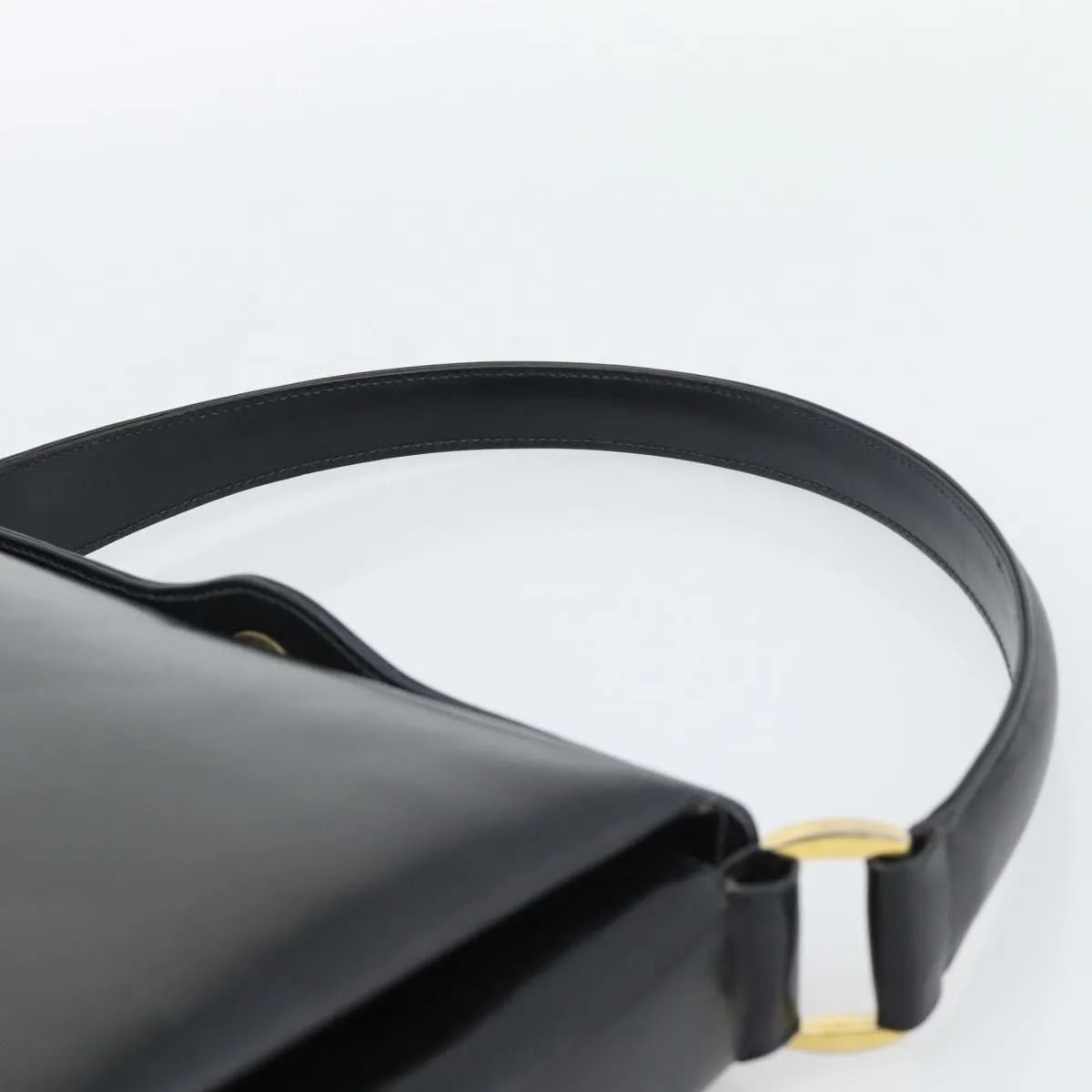Gucci Vintage Convertible Box Leather Black Leather Handbag (Pre-Owned)