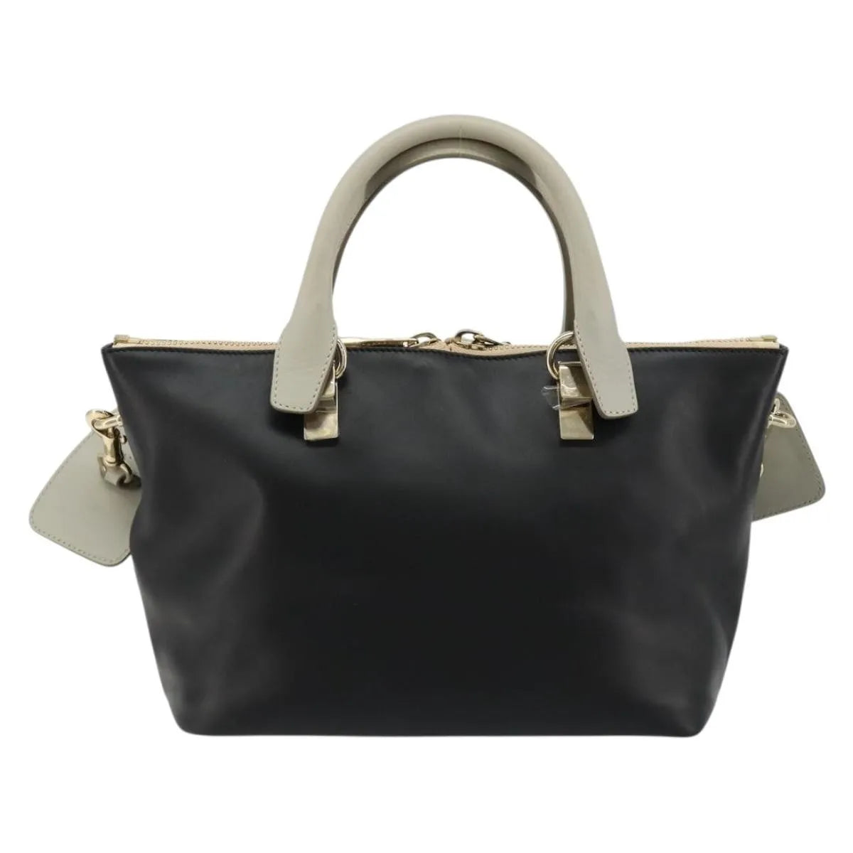 Chloe Bicolor Baylee Satchel Leather Black Leather Handbag (Pre-Owned)