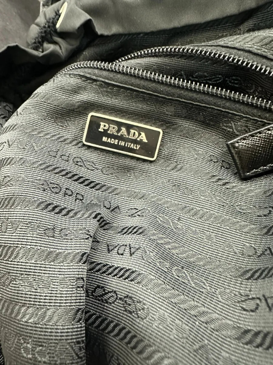 Prada Double Front Pocket Tessuto Black Nylon Backpack Bag (Pre-Owned)