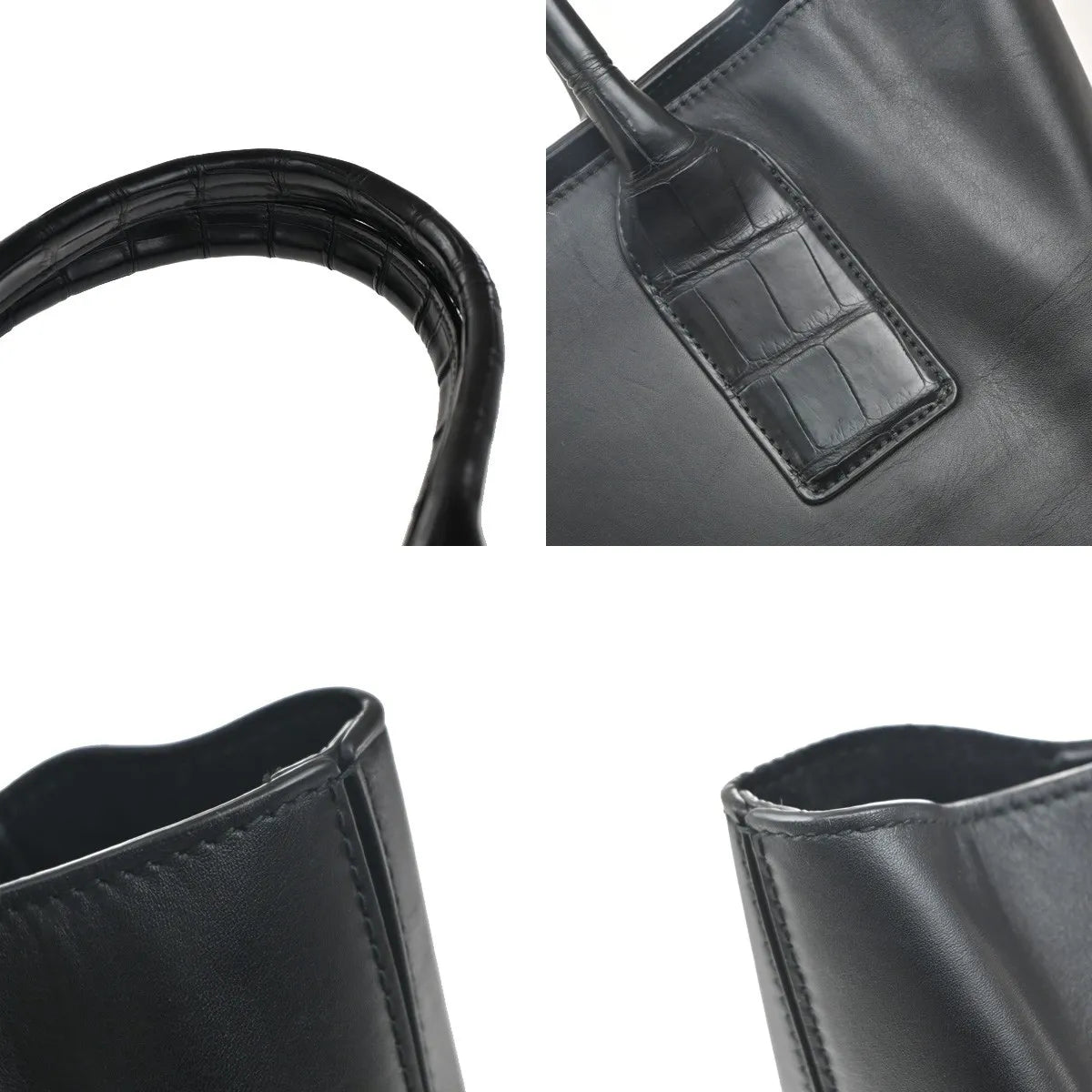 Bottega Veneta Open Tote Leather Black Leather Tote Bag Bag (Pre-Owned)