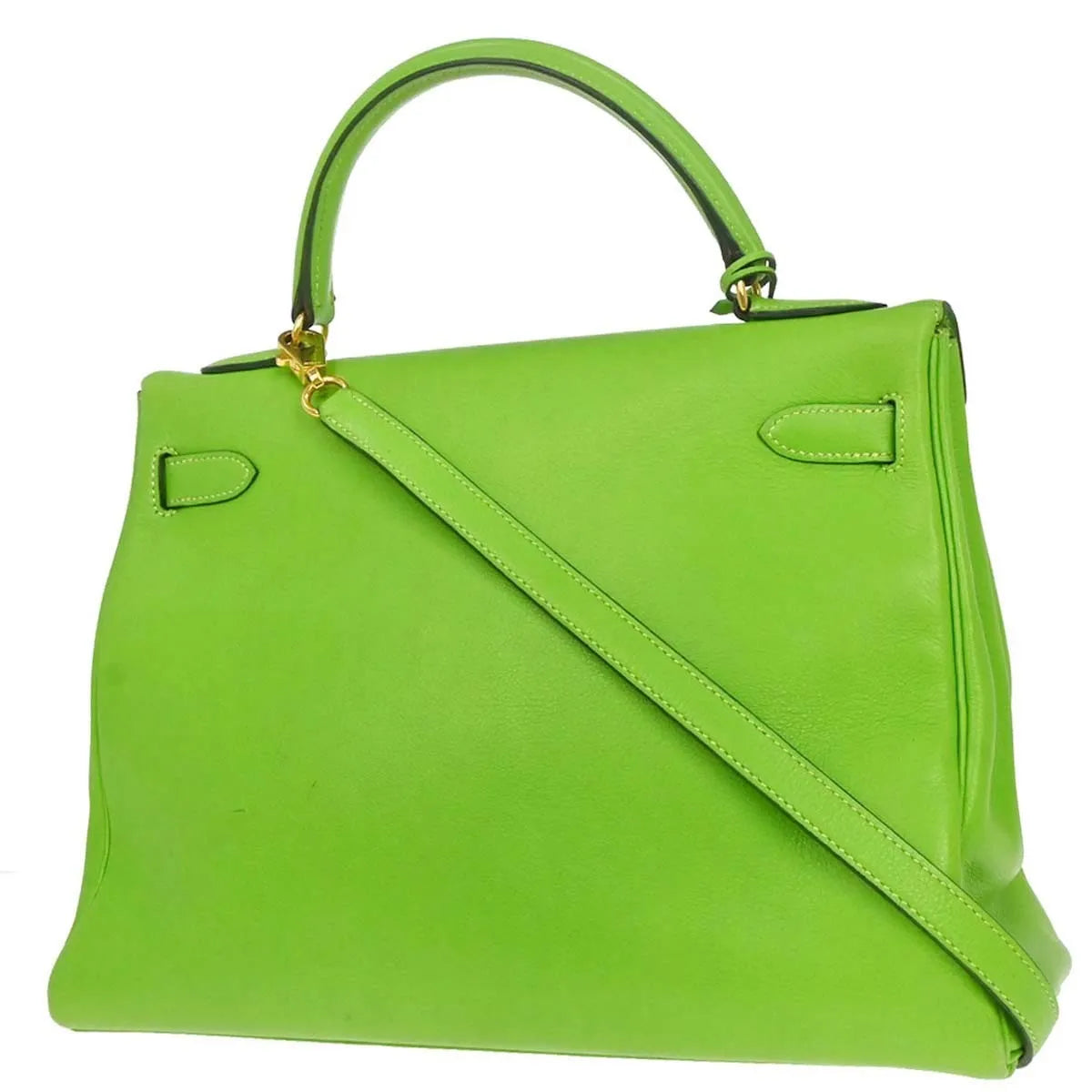 Hermes Kelly Sellier Gullliver Green Calfskin Handbag (Pre-Owned)