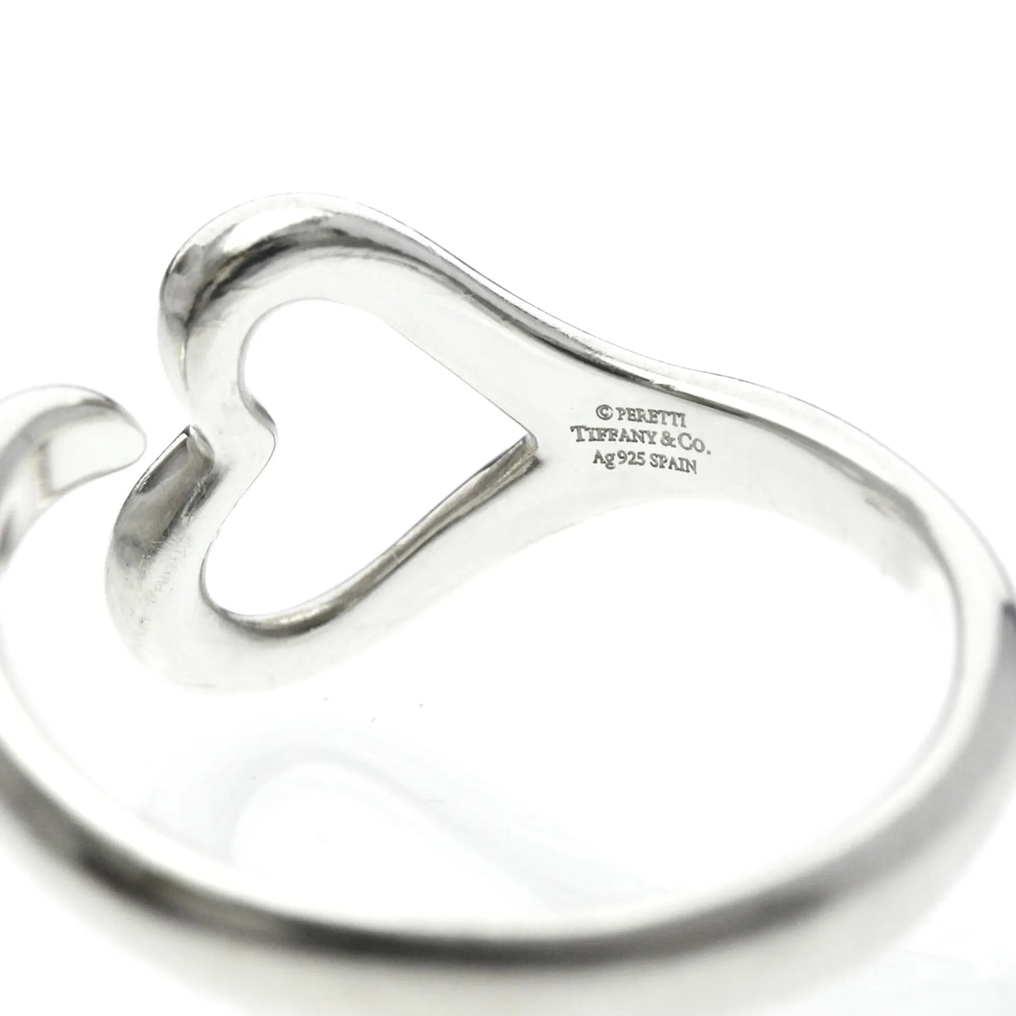 Tiffany & Co. Elsa Peretti Open Heart Silver 925 Silver Silver Ring Jewelry (Pre-Owned)