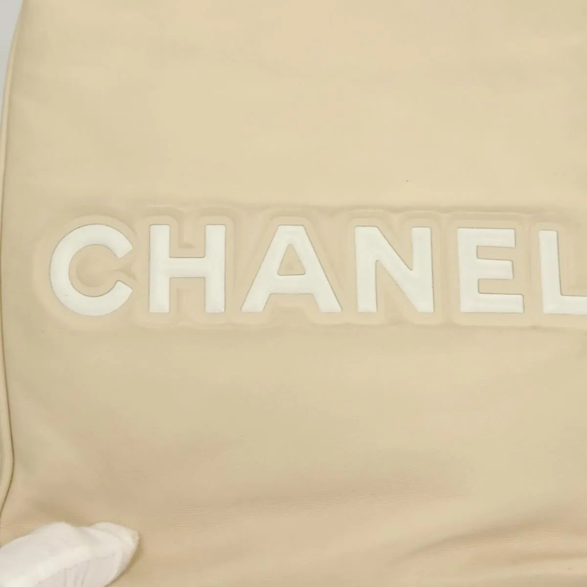 Chanel Camellia Tote Leather Beige Leather Tote Bag Bag (Pre-Owned)