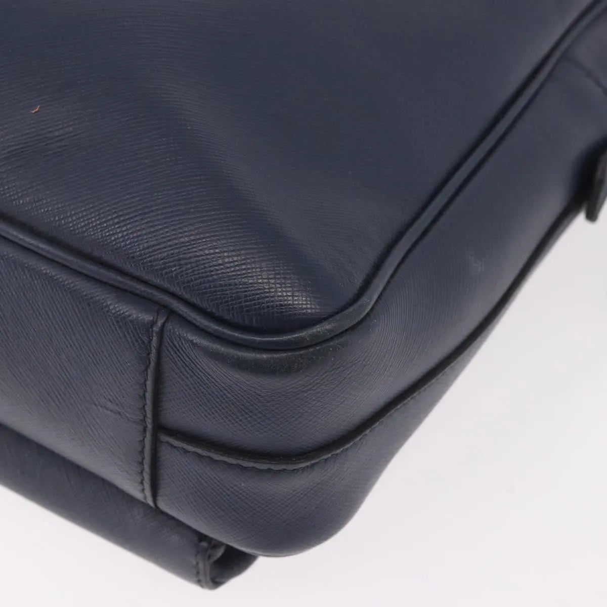 Prada Briefcase Leather Blue Leather Briefcase Bag (Pre-Owned)