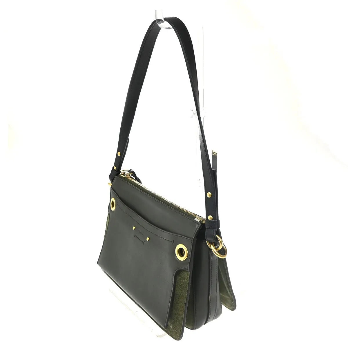 Chloe Roy Leather Black Suede Shoulder Bag Bag (Pre-Owned)
