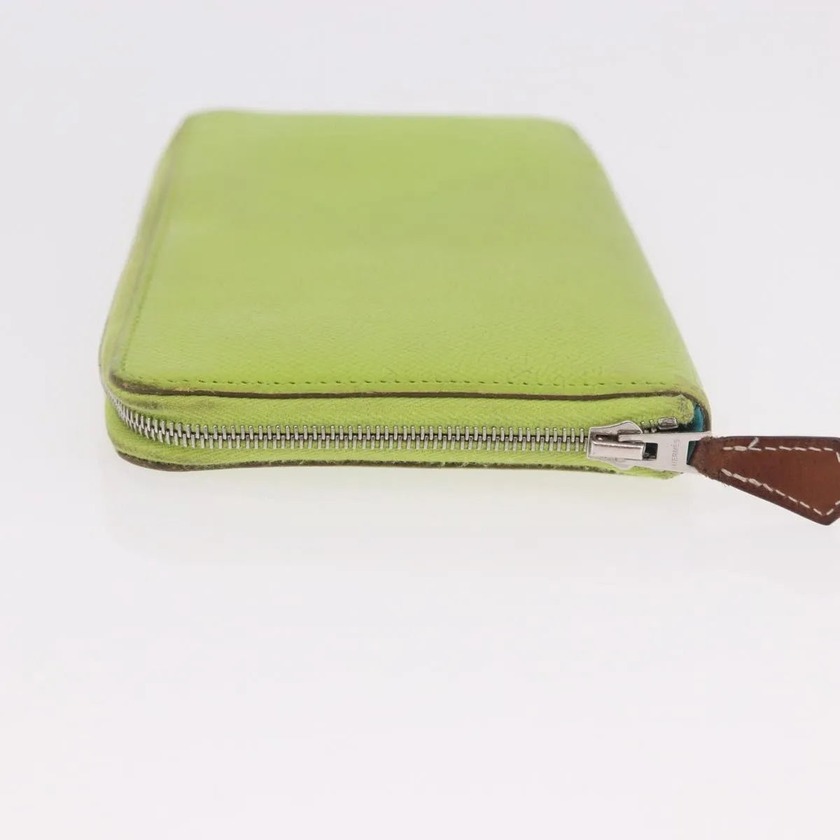 Hermes Azap Zip Around Wristlet Wallet With Lucky Strap Epsom Green Leather Wallets Accessory (Pre-Owned)
