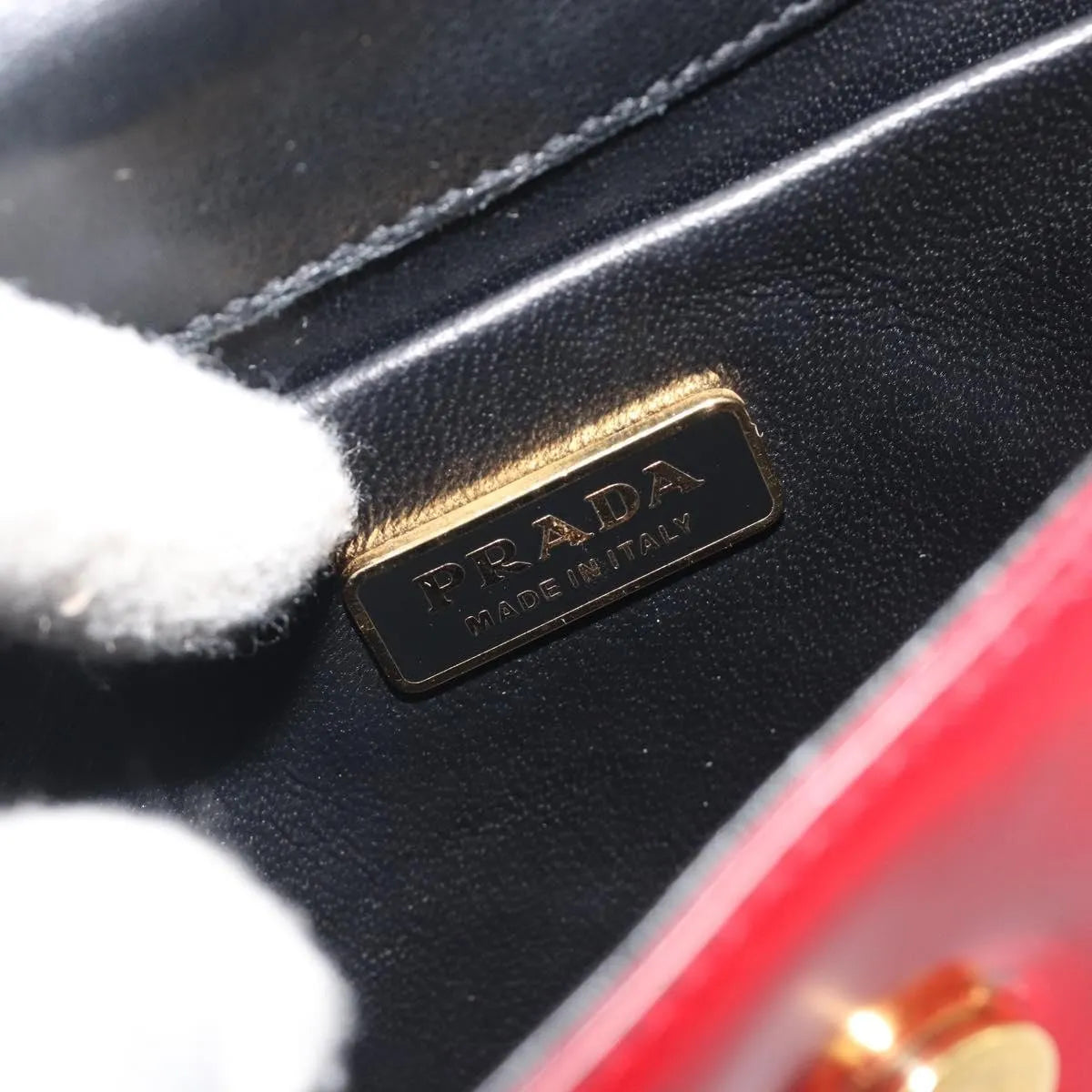 Prada Bow Top Handle Leather Red Leather Handbag (Pre-Owned)