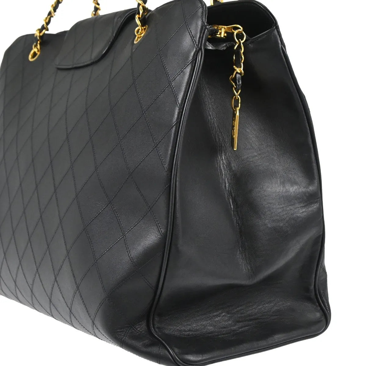 Chanel Vintage Supermodel Weekender Quilted Leather Black Leather Shoulder Bag Bag (Pre-Owned)