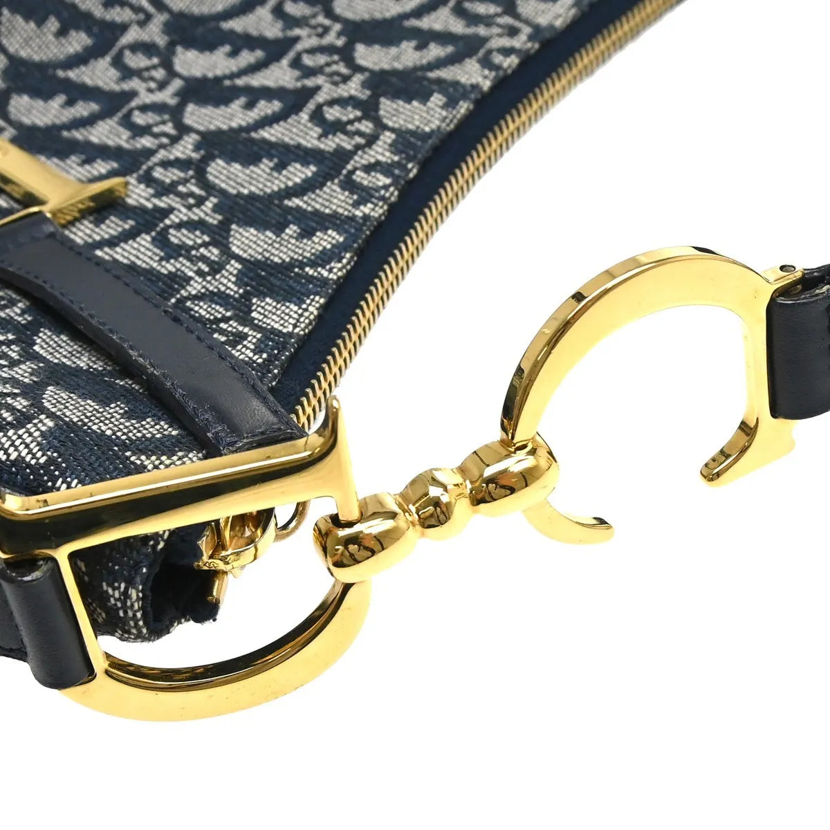 Christian Dior Vintage Trotteur Chain Canvas Blue Canvas Shoulder Bag Bag (Pre-Owned)