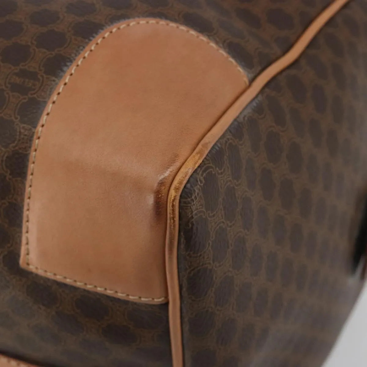 Celine Vintage Macadam Boston Canvas And Leather Brown Canvas Handbag (Pre-Owned)