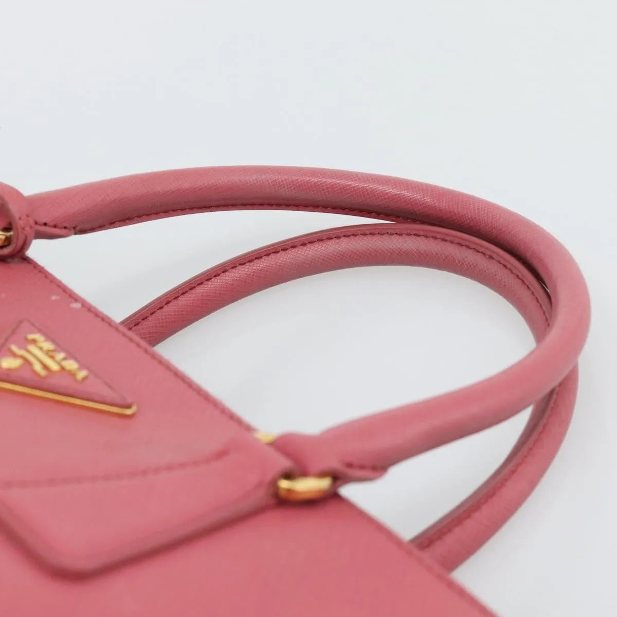 Prada Galleria Double Zip Tote Saffiano Leather Pink Leather Handbag (Pre-Owned)
