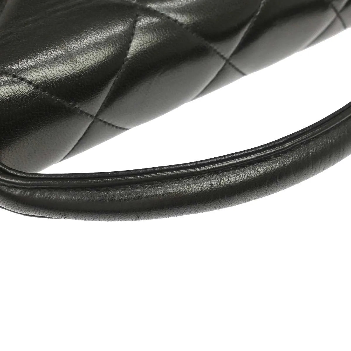 Chanel Vintage Cc Briefcase Quilted Lambskin Black Leather Briefcase Bag (Pre-Owned)