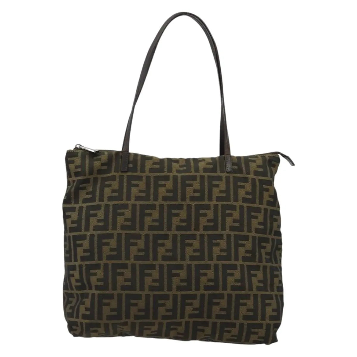 Fendi Zucca Tote Canvas Black Canvas Handbag (Pre-Owned)