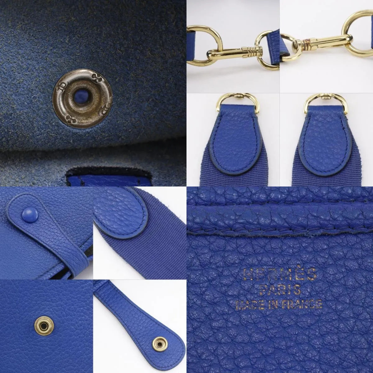 Hermes Evelyne Bag Gen I Ardennes Blue Leather Handbag (Pre-Owned)