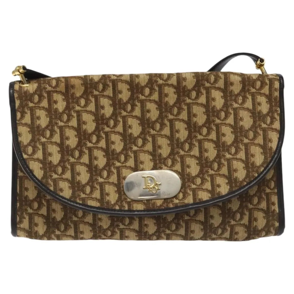 Christian Dior Vintage Trotter Flap Canvas Brown Canvas Shoulder Bag Bag (Pre-Owned)