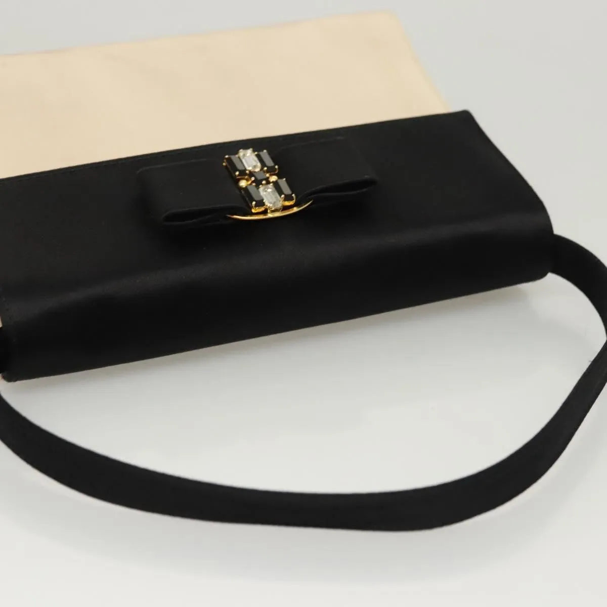 Salvatore Ferragamo Vala Suede Beige Satin Handbag (Pre-Owned)