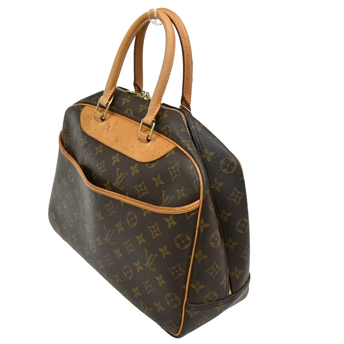 Louis Vuitton Deauville Monogram Canvas Brown Leather Handbag (Pre-Owned)