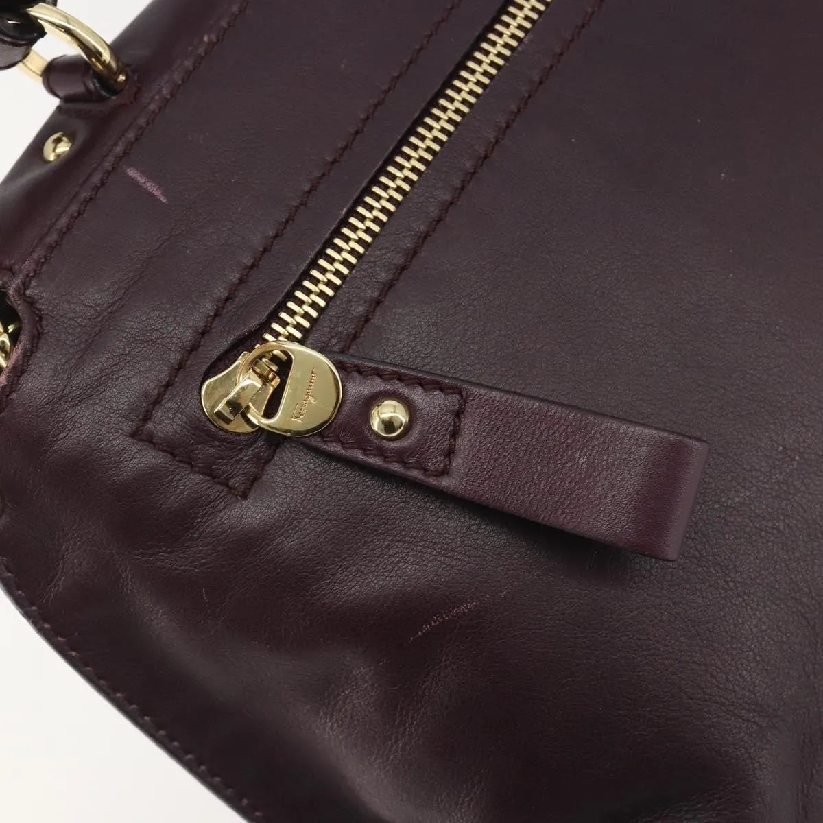 Salvatore Ferragamo Sofia Satchel Smooth Leather Purple Leather Handbag (Pre-Owned)