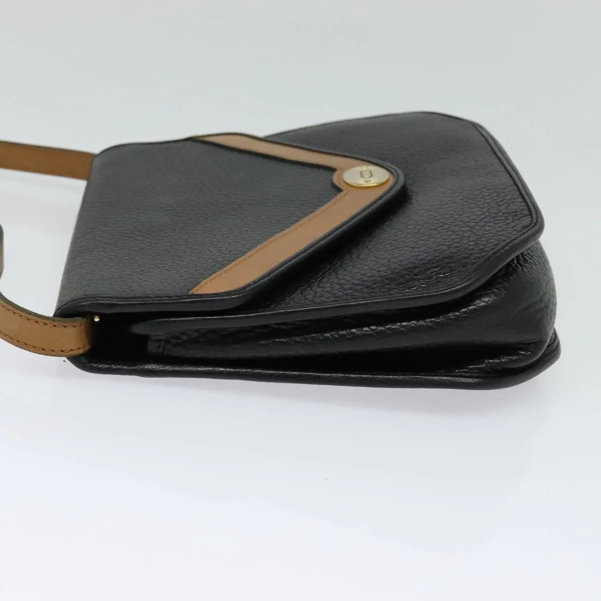 Christian Dior Vintage Cd Flap Leather Black Leather Shoulder Bag Bag (Pre-Owned)