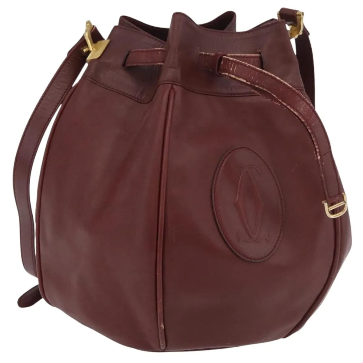 Cartier Must De Cartier Leather Burgundy Leather Shoulder Bag Bag (Pre-Owned)