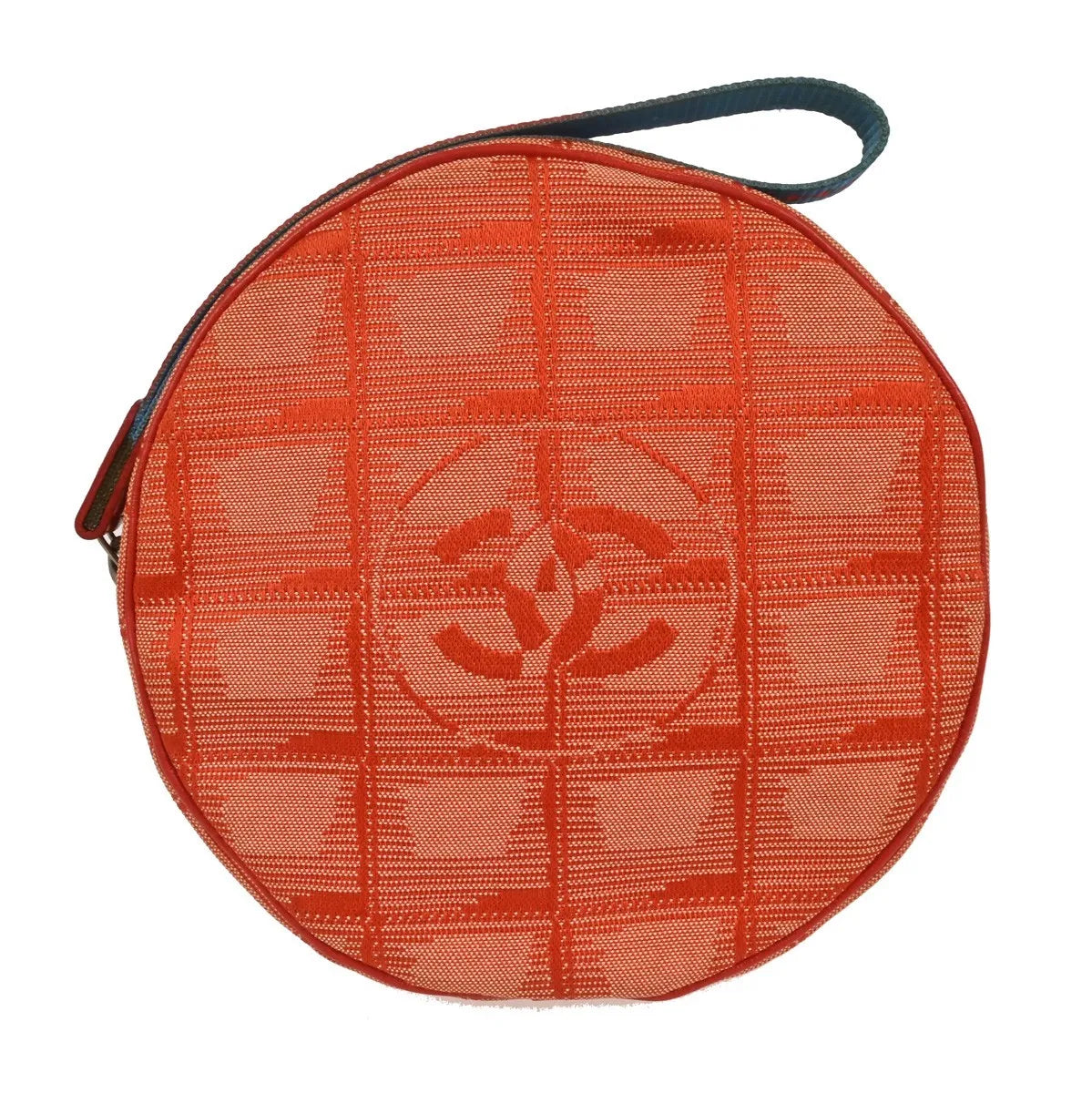 Chanel Travel Line Round Wristlet Nylon Orange Nylon Clutche & Pouche Bag (Pre-Owned)