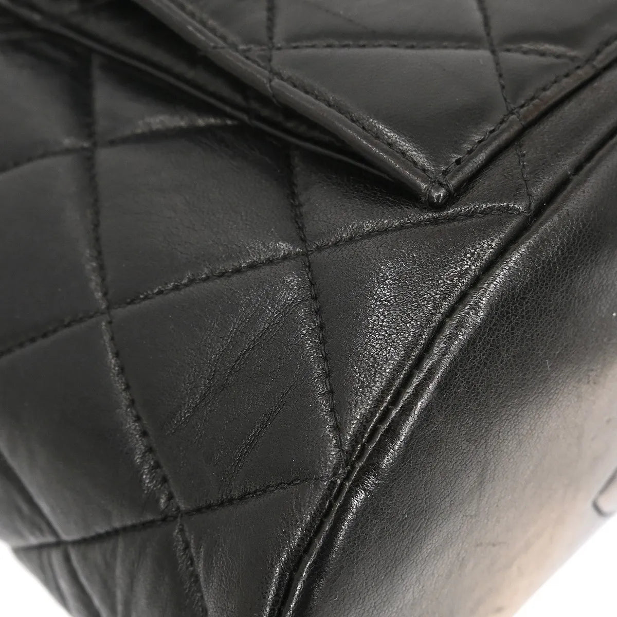 Chanel Vintage Cc Pocket Quilted Lambskin Black Leather Backpack Bag (Pre-Owned)