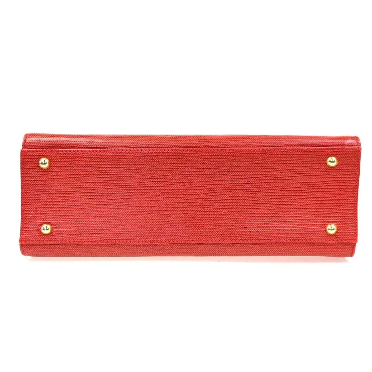 Fendi Vintage Top Handle Leather Red Leather Tote Bag Bag (Pre-Owned)