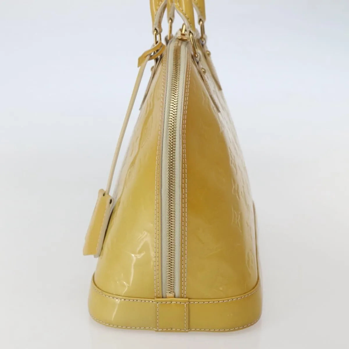 Louis Vuitton Alma Monogram Vernis Beige Patent_Leather Handbag (Pre-Owned)