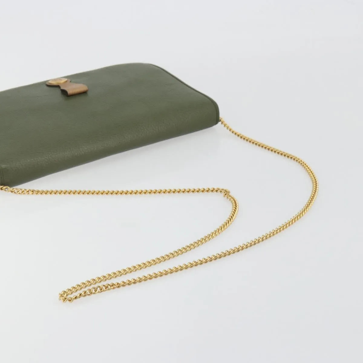 Christian Dior Vintage Chain Flap Leather Green Leather Shoulder Bag Bag (Pre-Owned)
