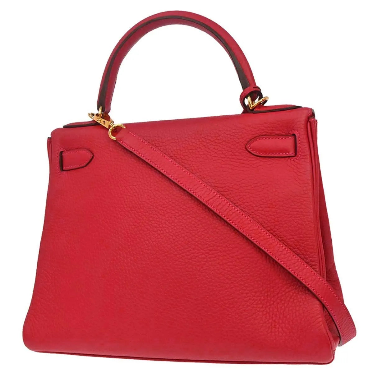 Hermes Kelly Retourne Clémence Taurillon Red Calfskin Handbag (Pre-Owned)