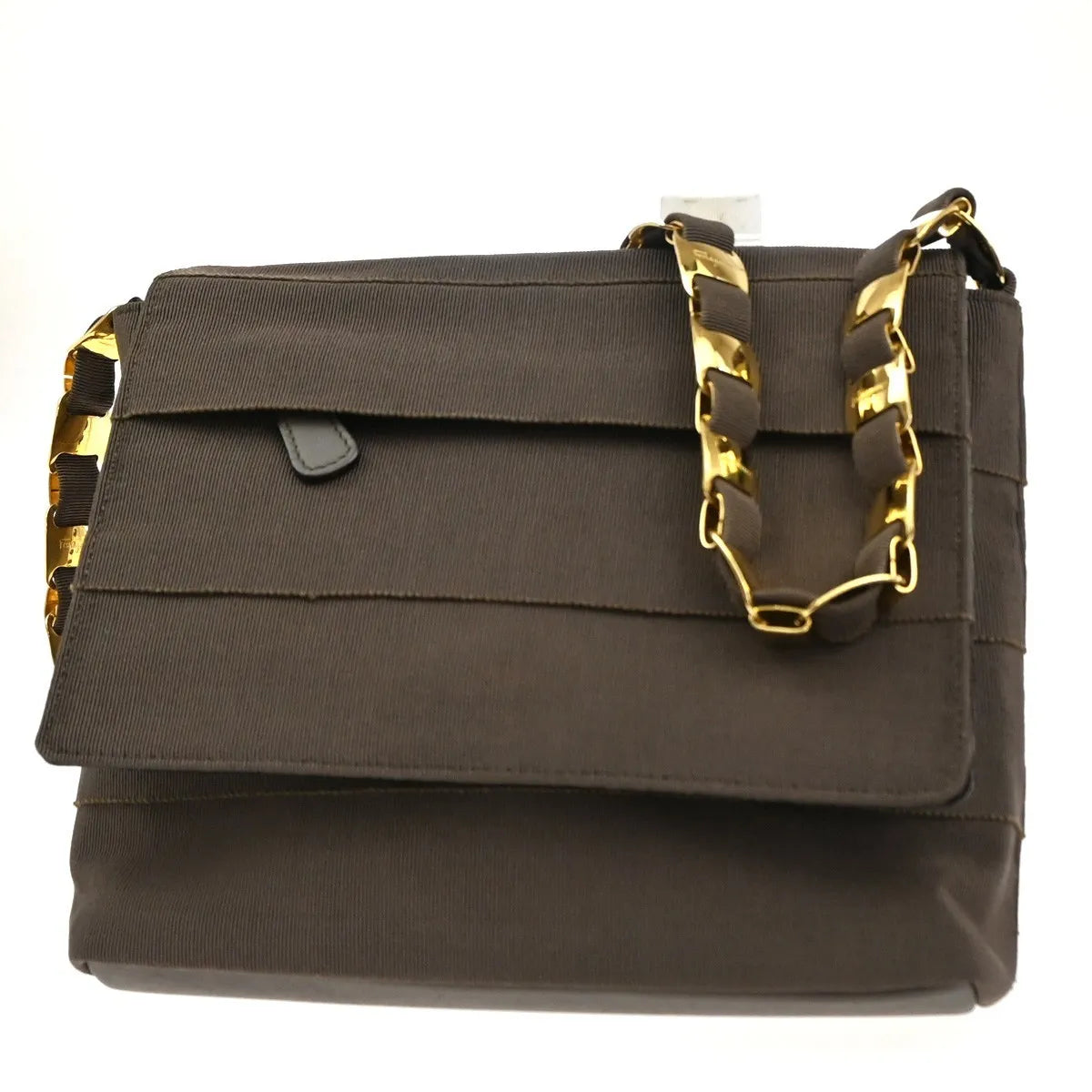Salvatore Ferragamo Vala Canvas Brown Canvas Shoulder Bag Bag (Pre-Owned)