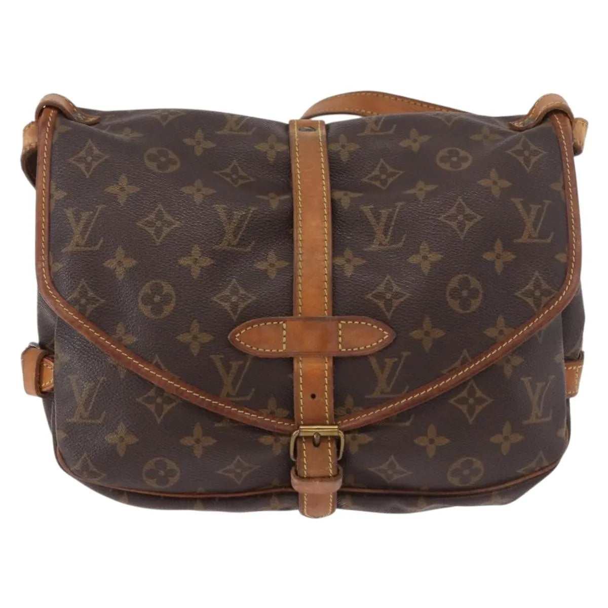 Louis Vuitton Saumur Monogram Brown Canvas Shoulder Bag Bag (Pre-Owned)