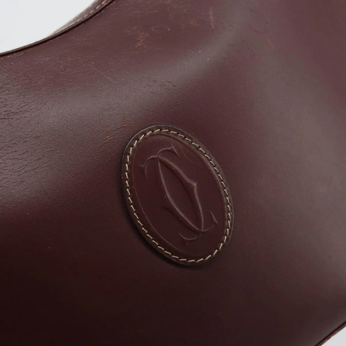 Cartier Vintage Must De Cartier Leather Burgundy Leather Shoulder Bag Bag (Pre-Owned)