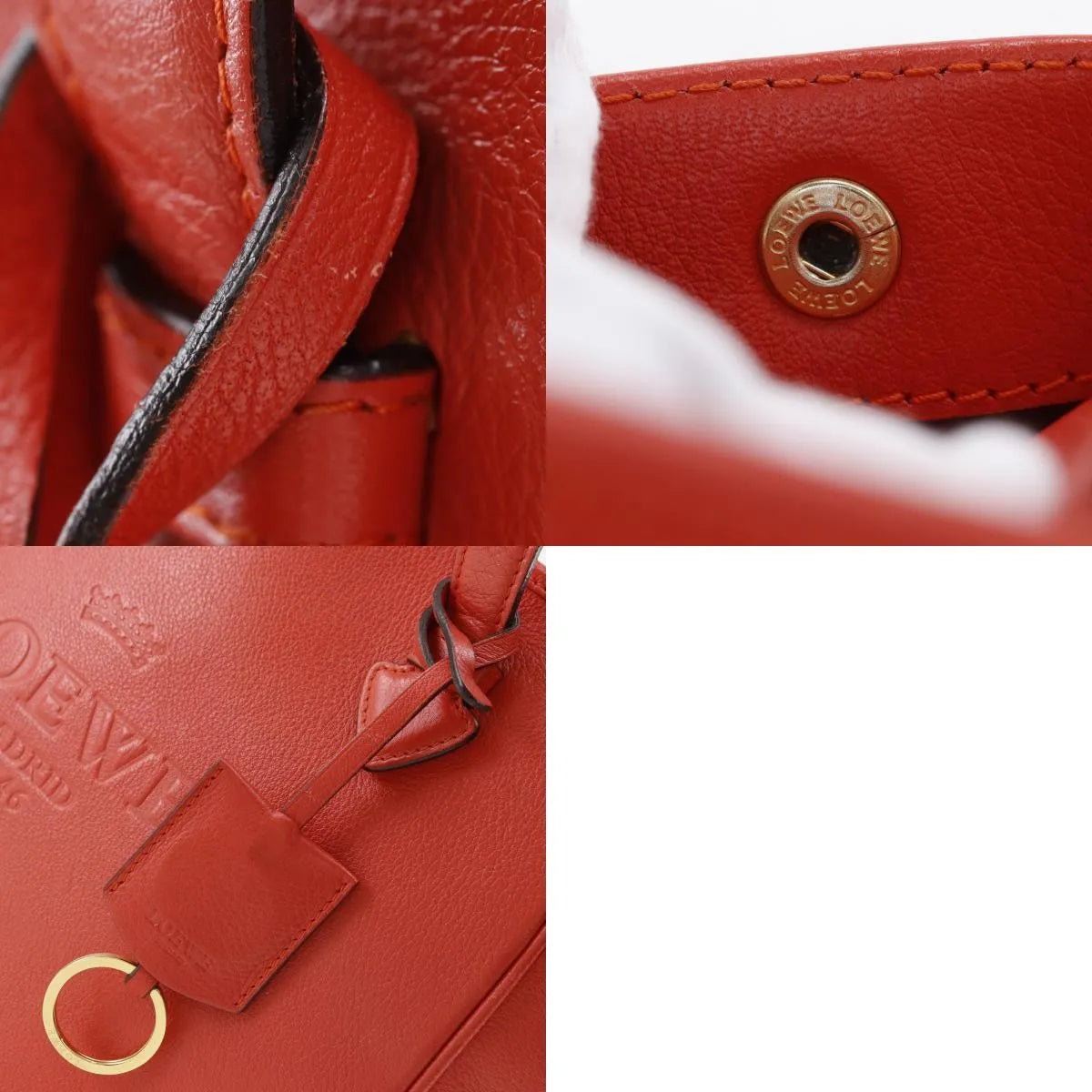 Loewe Heritage Tote Leather Red Leather Tote Bag Bag (Pre-Owned)