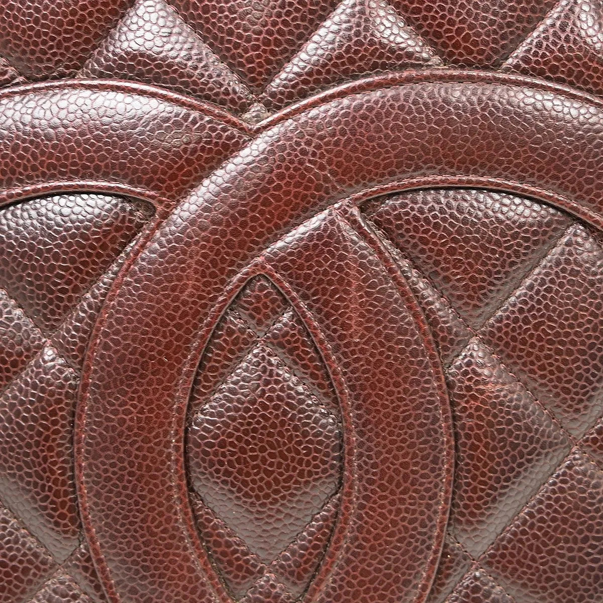 Chanel Medallion Tote Quilted Caviar Burgundy Leather Tote Bag Bag (Pre-Owned)