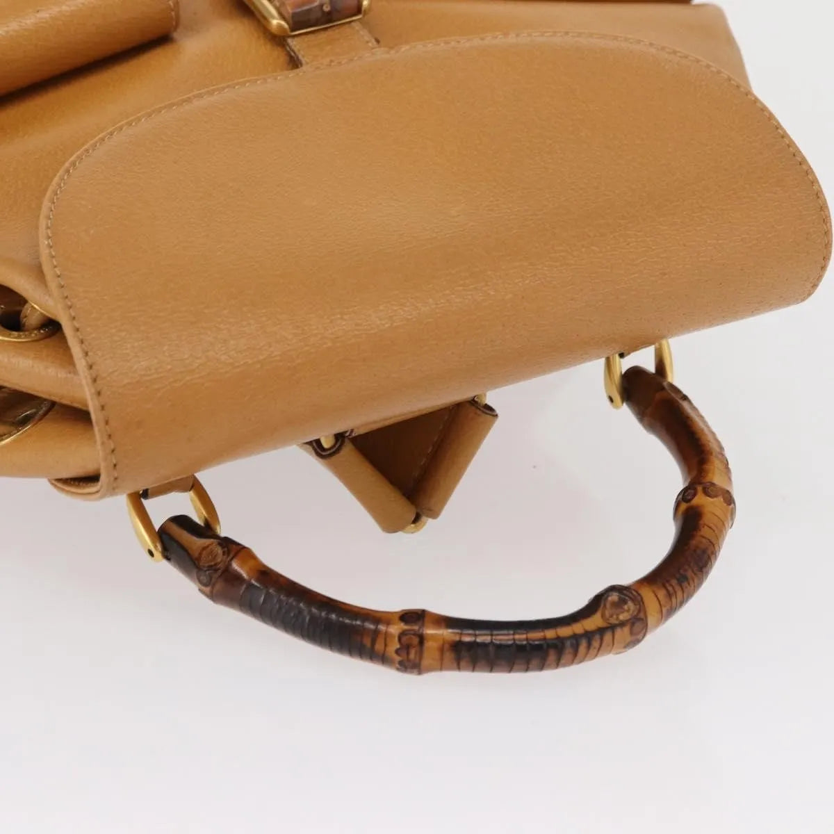 Gucci Vintage Bamboo Leather Brown Leather Backpack Bag (Pre-Owned)