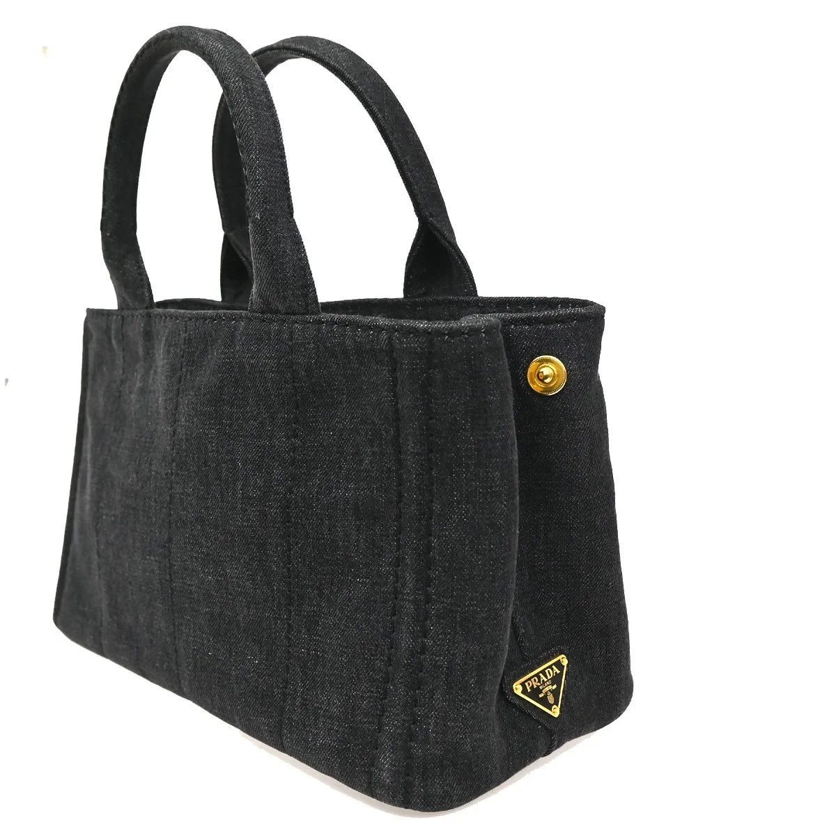 Prada Canapa Convertible Tote Denim Black Denim_Jeans Tote Bag Bag (Pre-Owned)