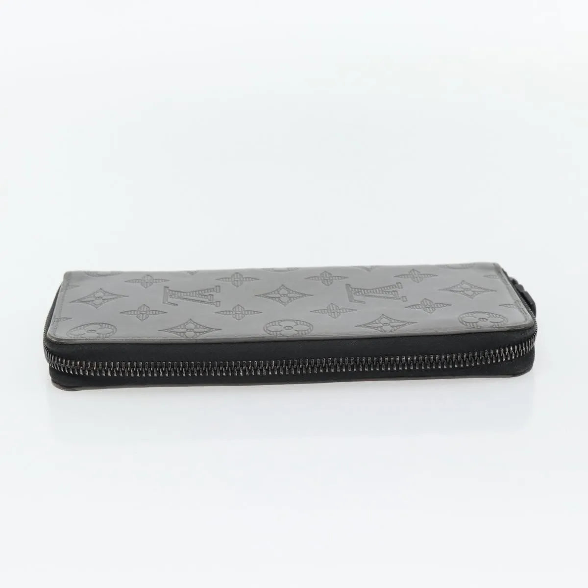 Louis Vuitton Zippy Wallet Vertical Monogram Shadow Leather Gray Leather Wallets Accessory (Pre-Owned)