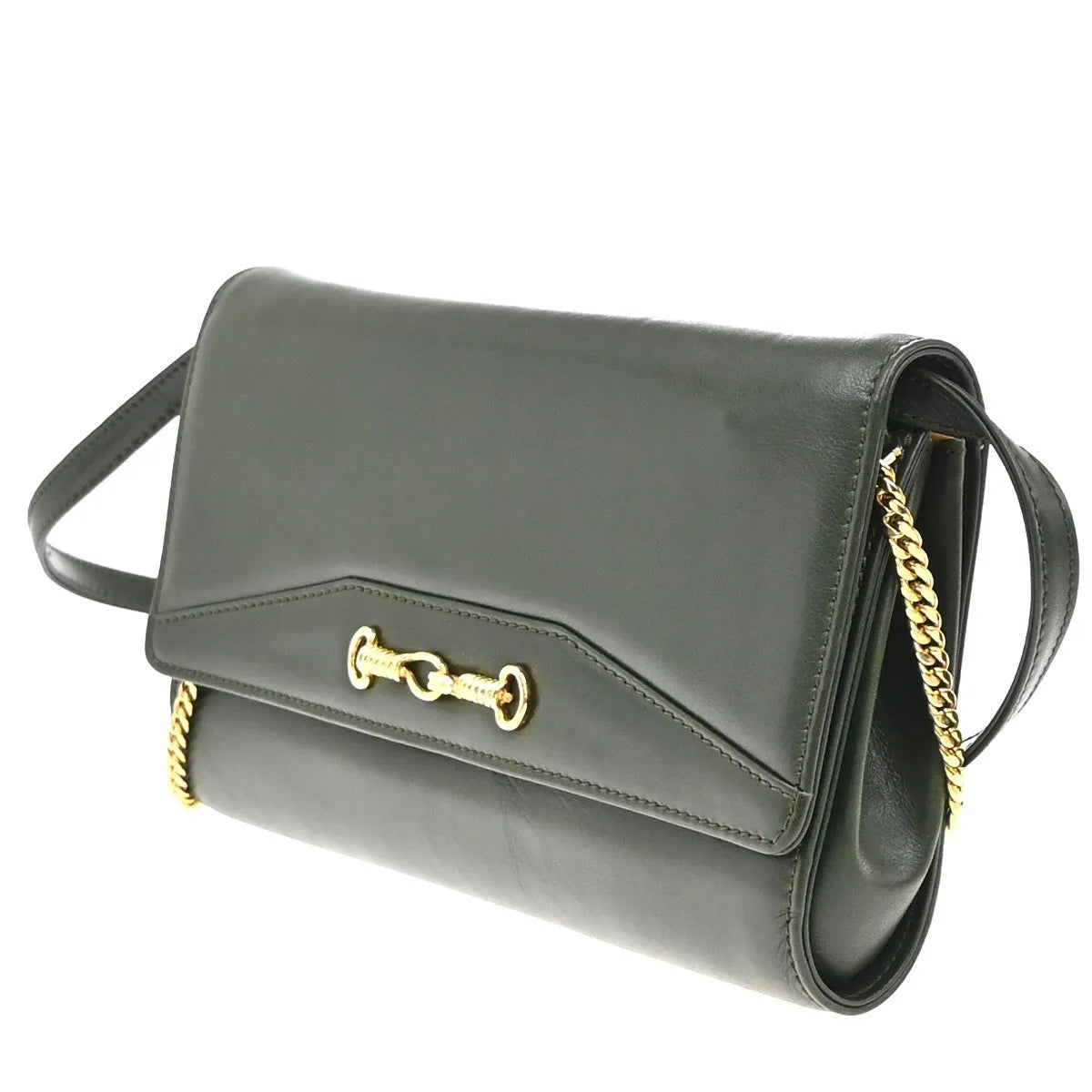 Celine Vintage Leather Green Leather Shoulder Bag Bag (Pre-Owned)