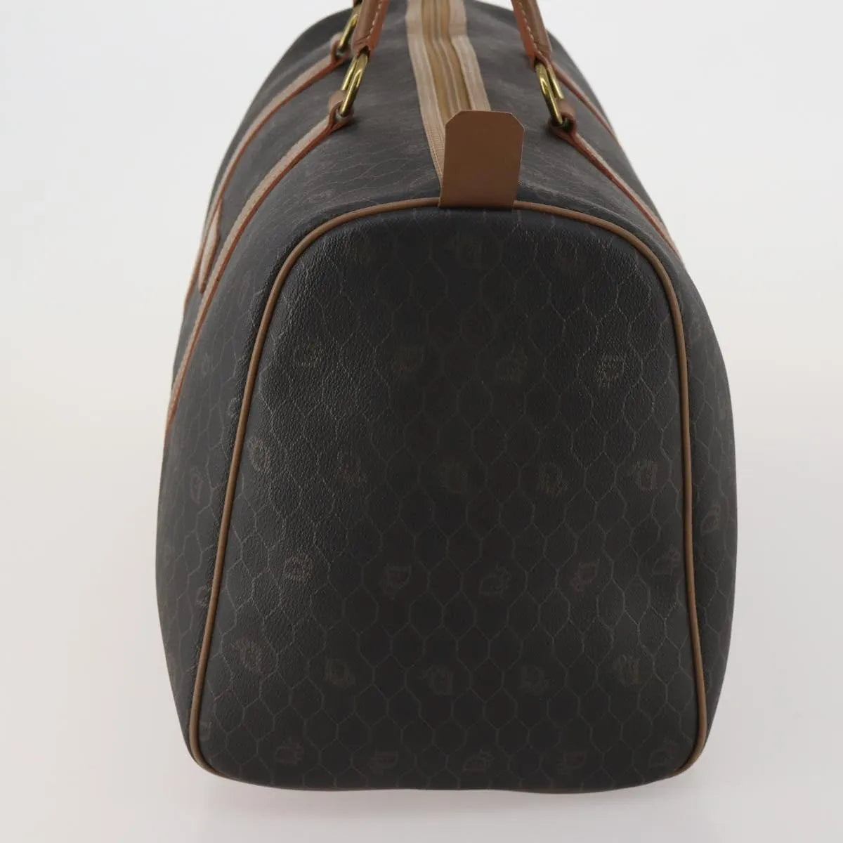 Christian Dior Vintage Honeycomb Boston Canvas And Leather Black Canvas Travel Bag Bag (Pre-Owned)
