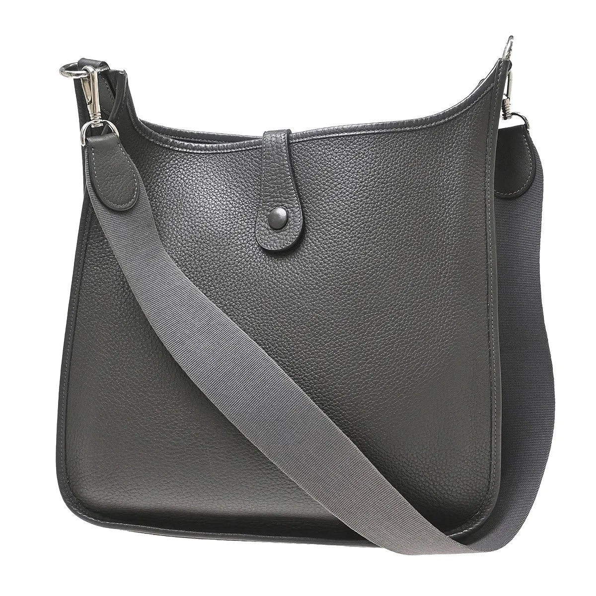 Hermes Evelyne Bag Gen I Clemence Gray Leather Handbag (Pre-Owned)