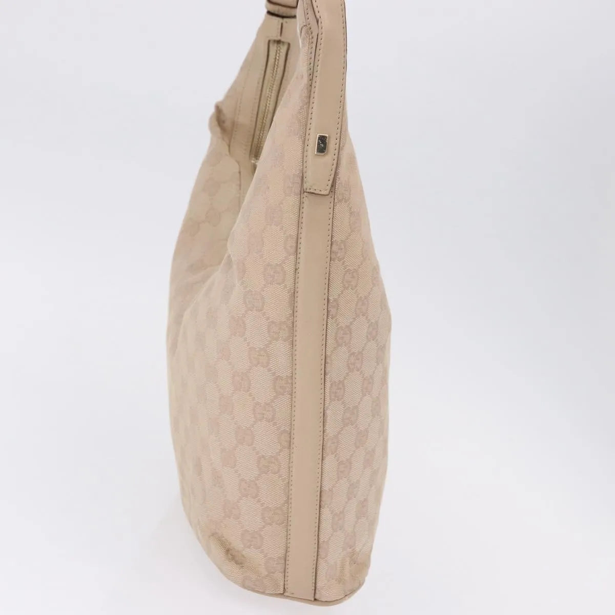 Gucci Zip Hobo Canvas Beige Canvas Handbag (Pre-Owned)