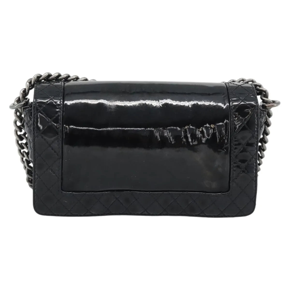 Chanel Boy Flap Patent Leather Black Patent_Leather Shoulder Bag Bag (Pre-Owned)