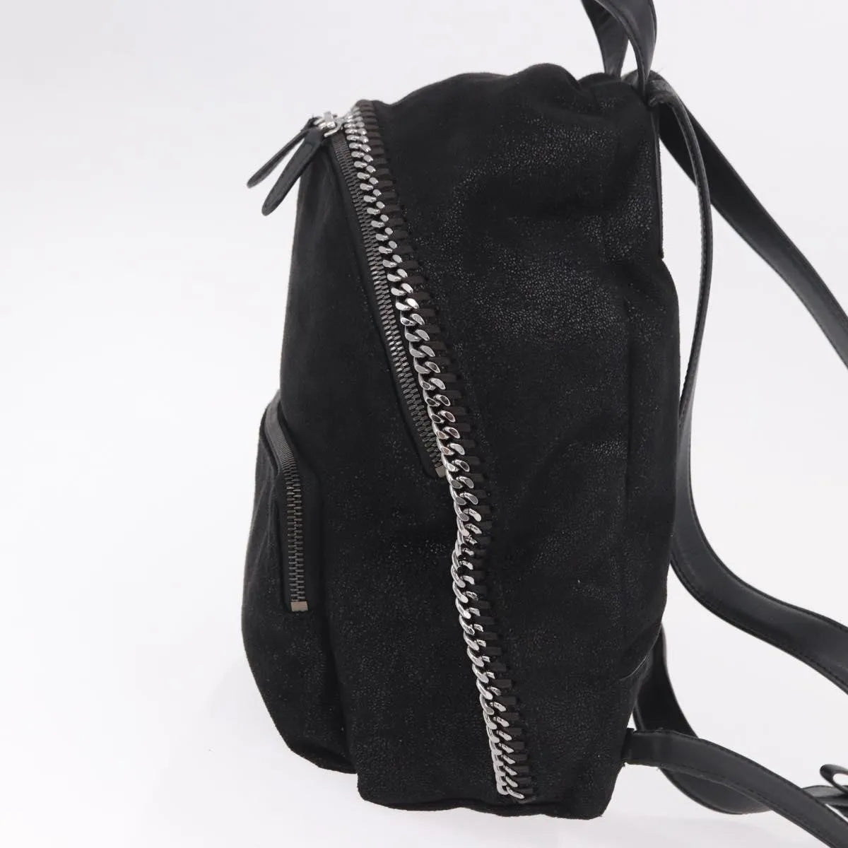 Stella Mccartney Falabella Front Zip Shaggy Deer Black Polyester Backpack Bag (Pre-Owned)