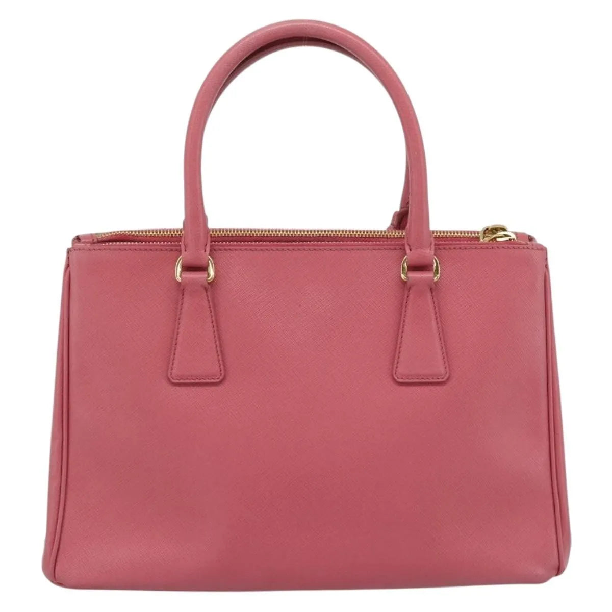 Prada Galleria Double Zip Tote Saffiano Leather Pink Leather Handbag (Pre-Owned)